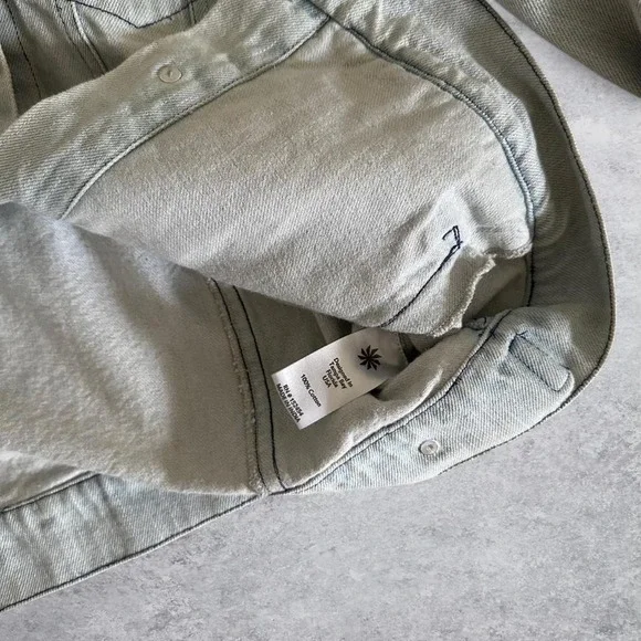 Anthropologie Kyla Seo Light Wash Denim Jacket Floral Rose Embroidered Boho Blue - Picture 3 of 7